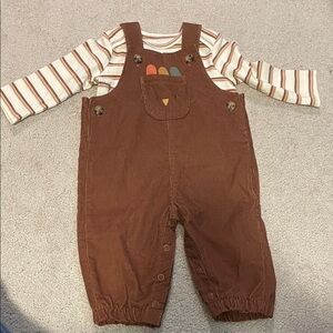 Carter’s Thanksgiving Overalls with Striped Shirt